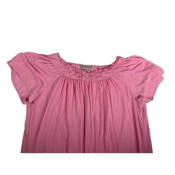 Miss Elaine Women's Dress Pink Short Sleeve Pleated Nightgown Pullover Unlined - Picture 2 of 6